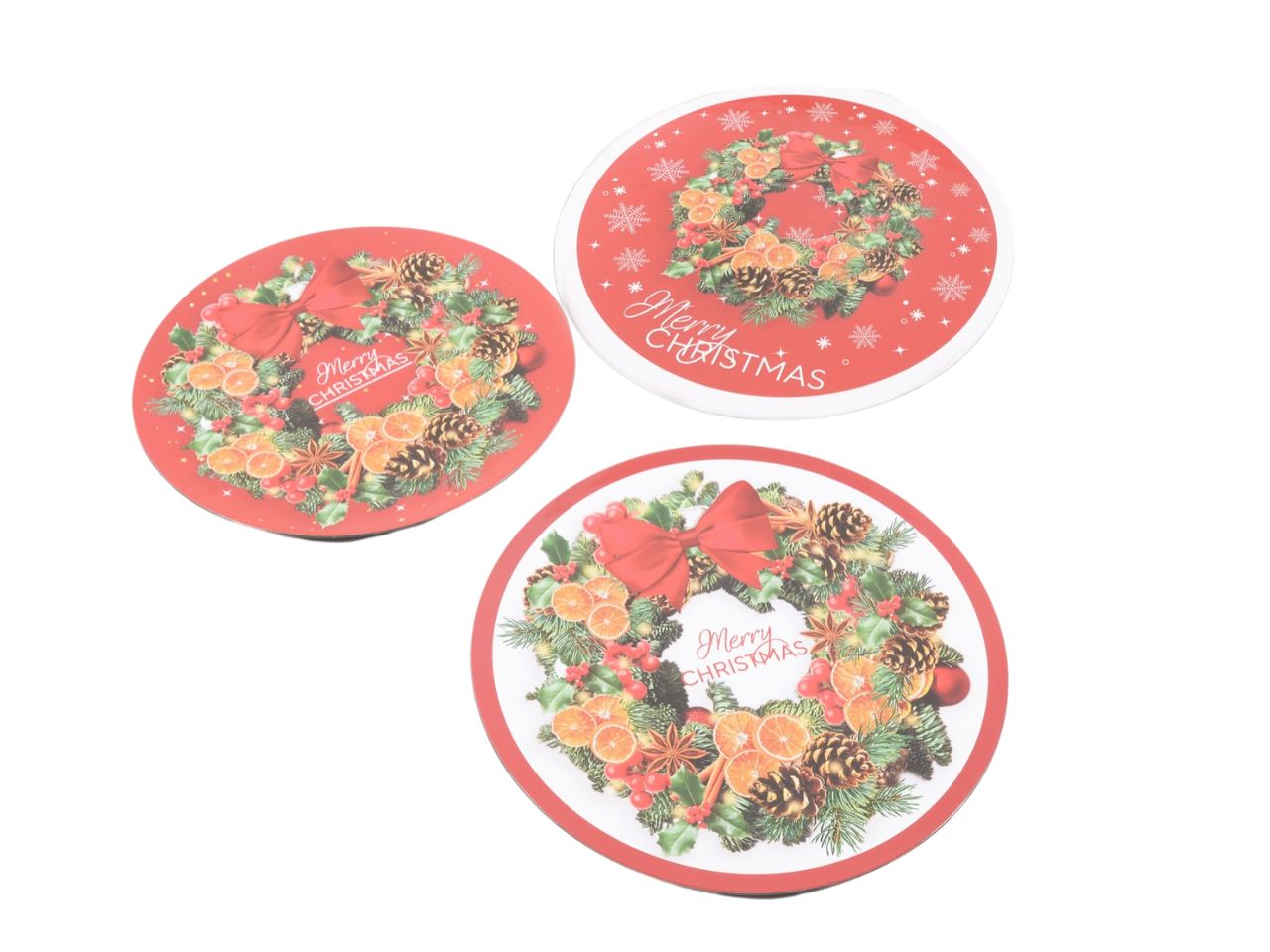 Sottopiatto in plastica "merry christmas" diam.33 cm assortito