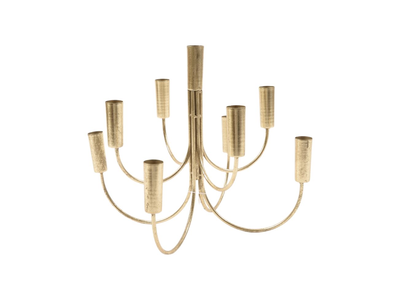 Candelabro da appoggio 9 fuochi in metallo oro h.31x38x38cm