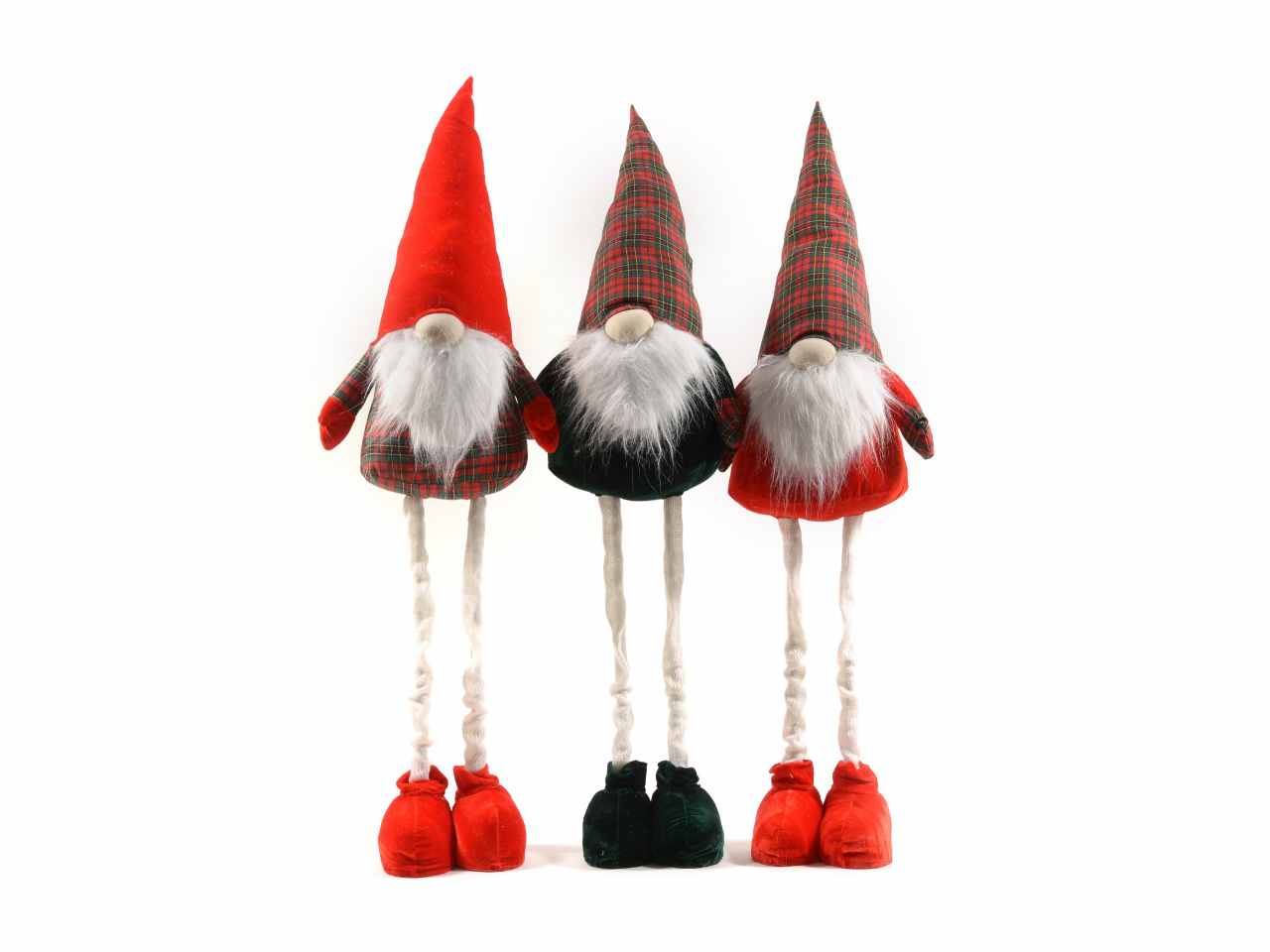 Babbo natale gambelunghe grande in tessuto h.130x37x18 cm assortito