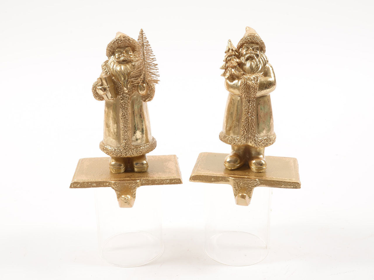 Supporto per calza di natale babbo oro in resina e ghisa 17x11x8.5cm assorti