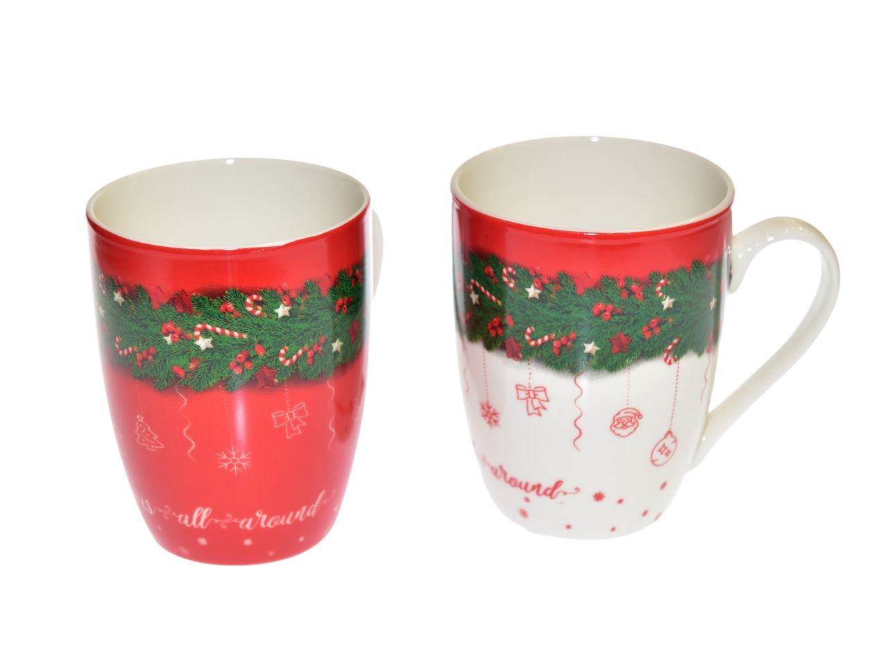 Mug in porcellana "merry christmas" 340ml. 12x8xh.10.5cm assortita