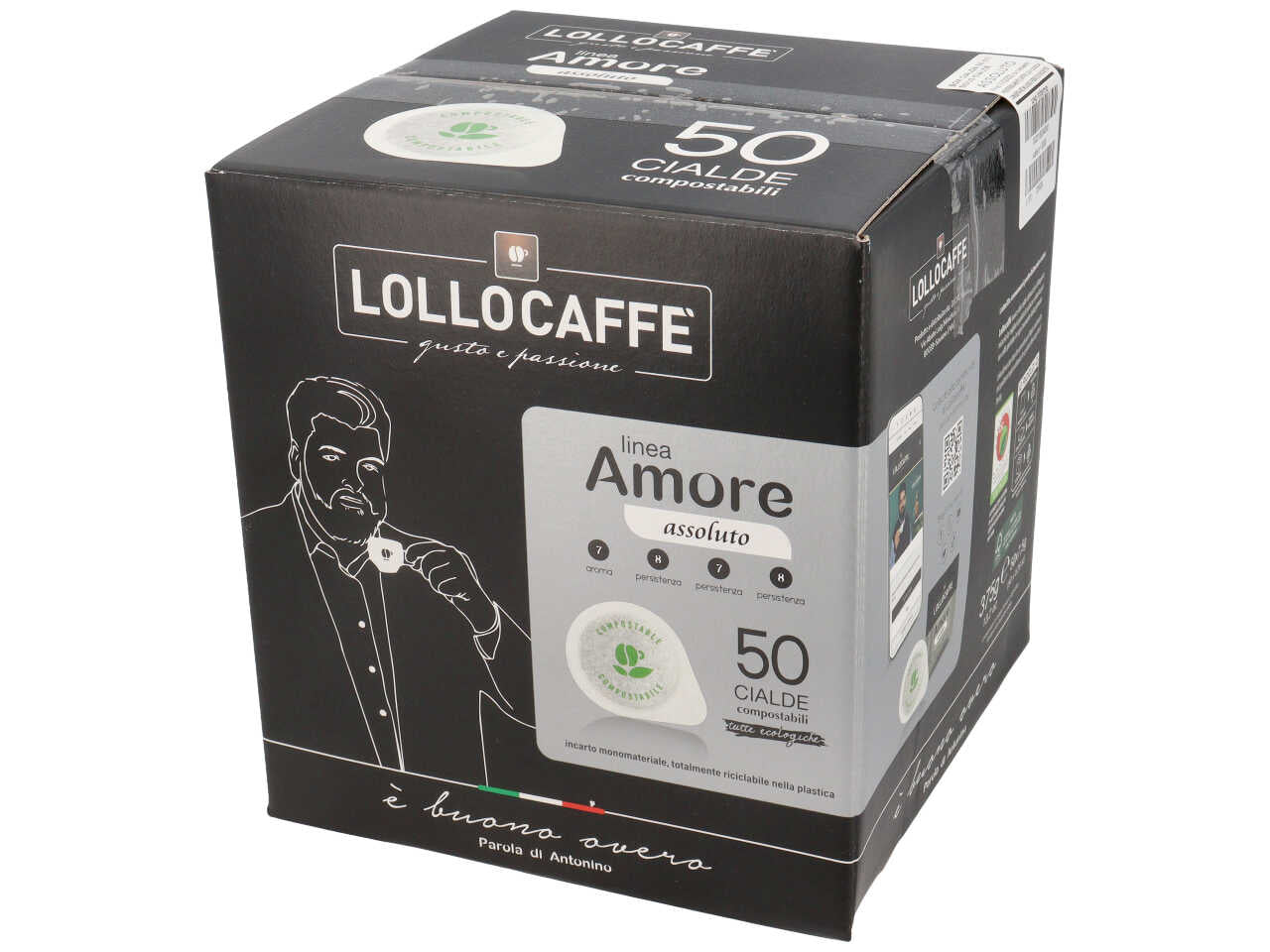 Lollocaffe' linea amore assoluto 50 cialde compostabili. in omaggio il bicchierino iconico lollocaffe'