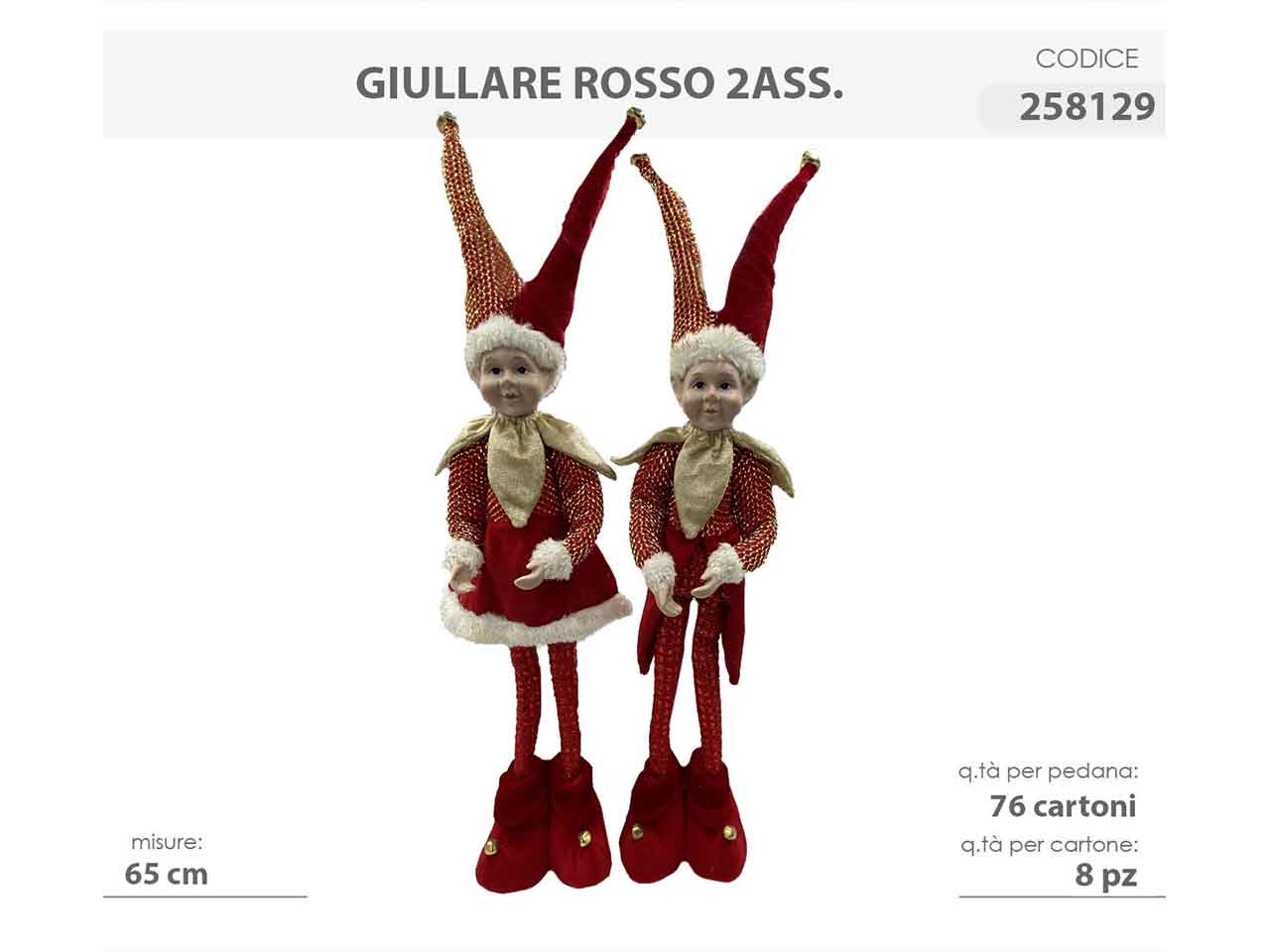Giullare 65cm rosso 258129