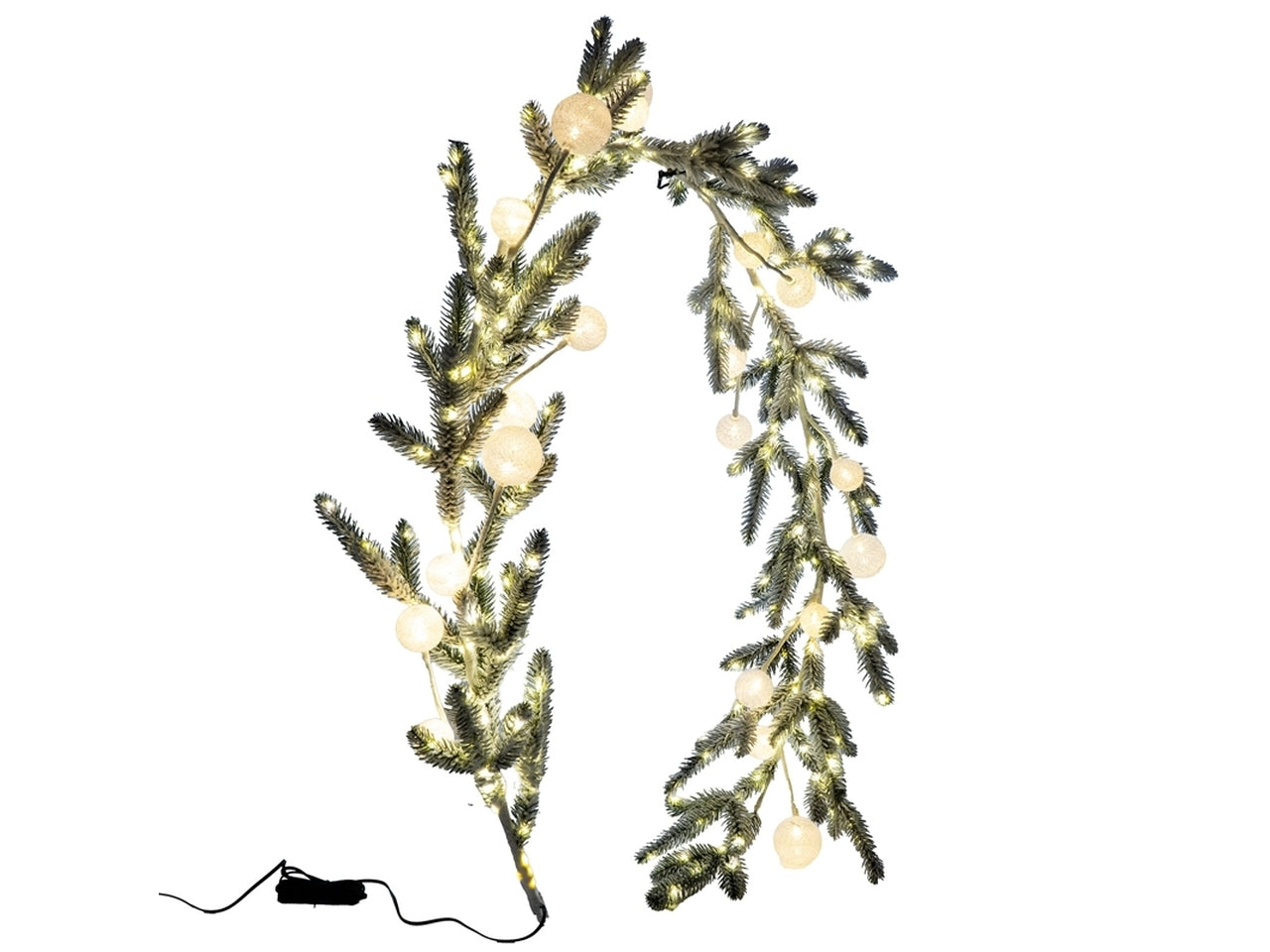 Ghirlanda pino innevato 180cm con 300 led pvc