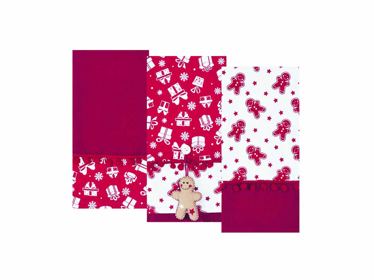 Strofinacci 3 pezzi 50x70cm 100% cotone e pizzo
