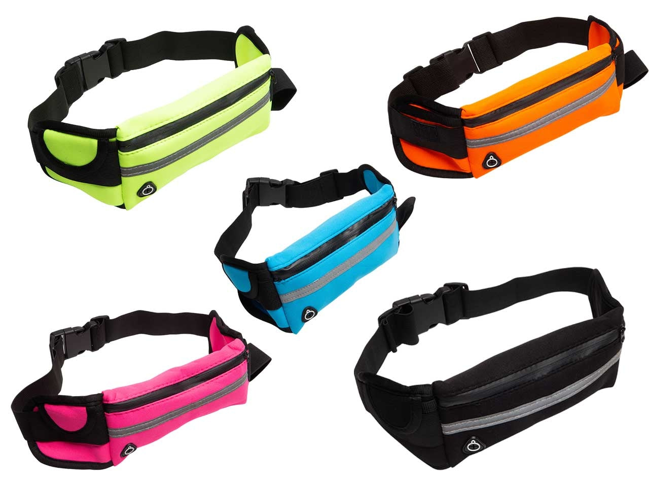 Marsupio unisex in neoprene, con banda riflettente, taschino e porta bottiglia, 40x10 cm Coveri