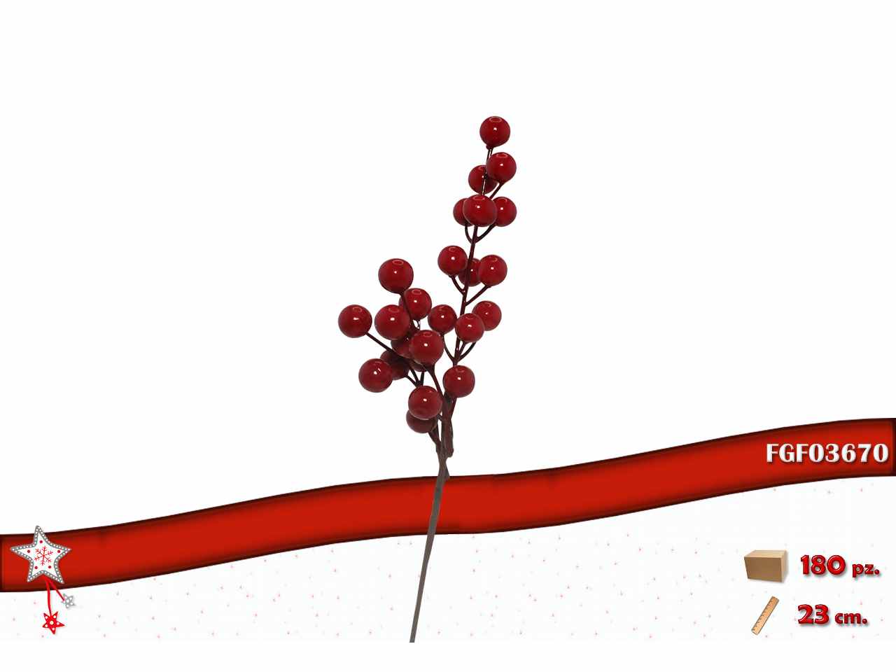 Pick con bacche rosse 23cm