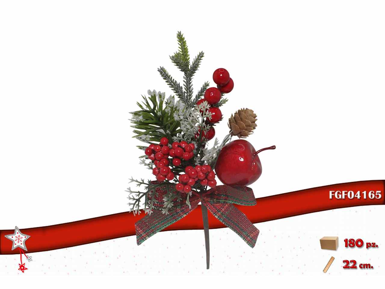 Pick con bacche rosse e decorazioni