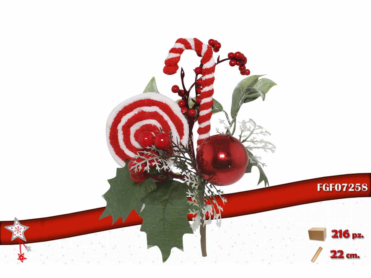 Pick con decorazioni candy cane 22cm