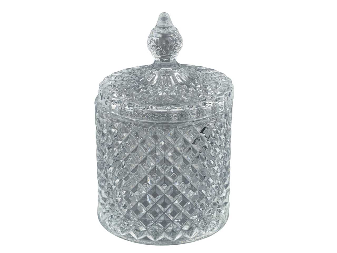 Potiche trasparente in vetro stile classico con coperchio 8,5x14 cm - Melograno