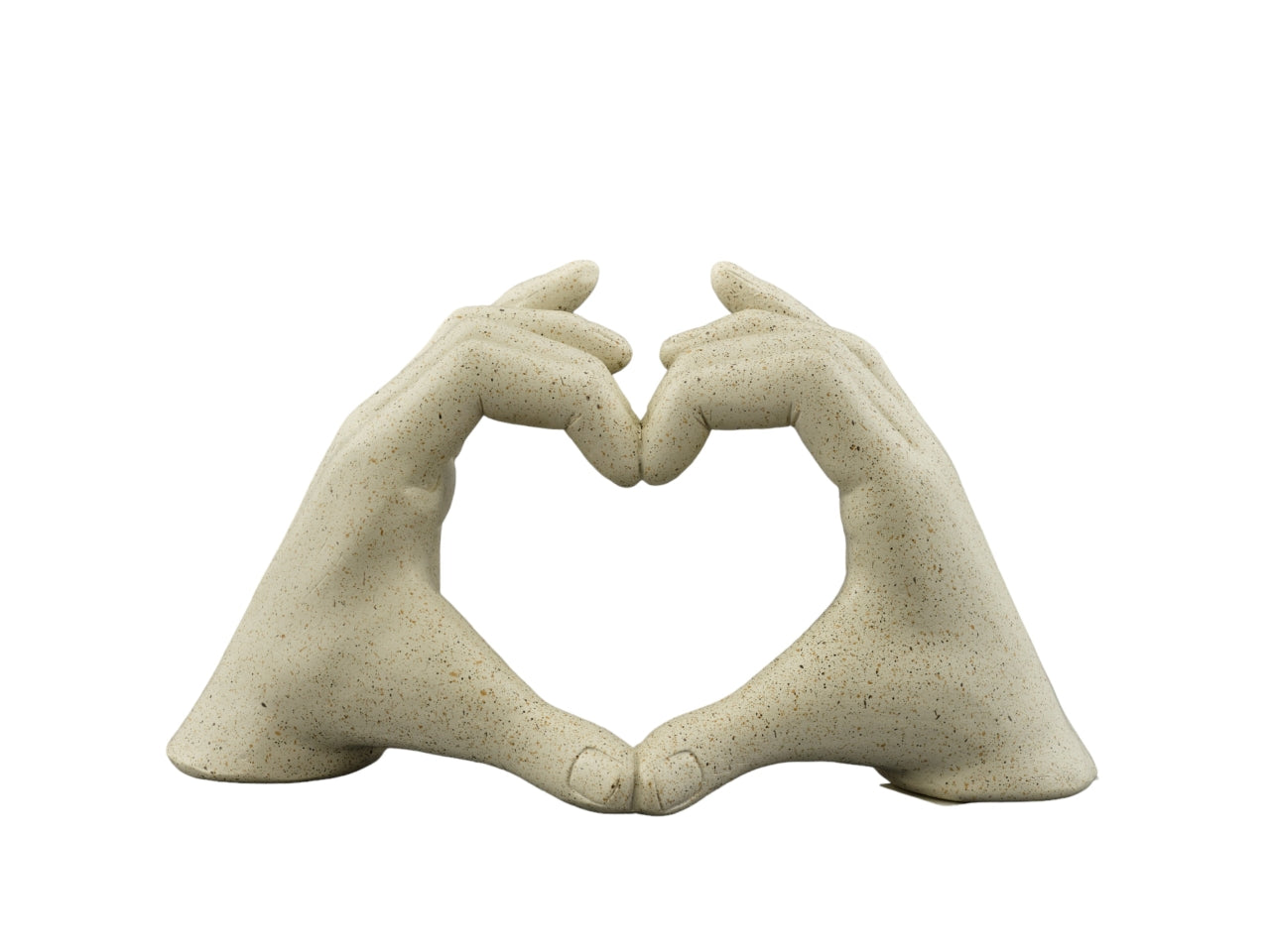 Oggetto decorativo shabby chic Cuore di Mani in Resina Bianca 21x9x12cm - Design Italiano