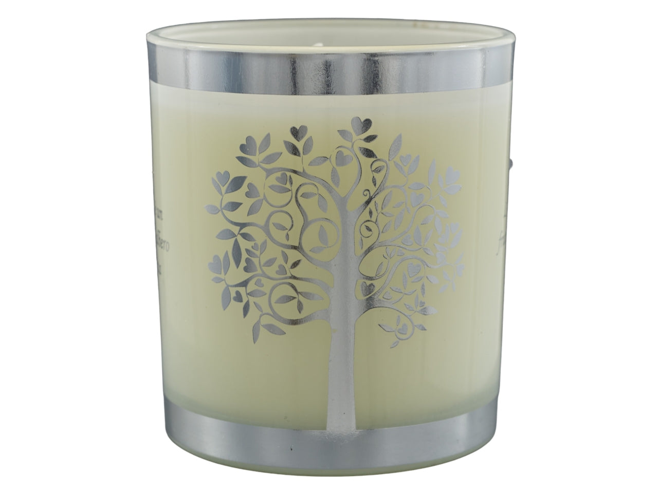 Candela vetro bianco e argentato bomboniera nozze vaniglia, 9x8cm - Melograno
