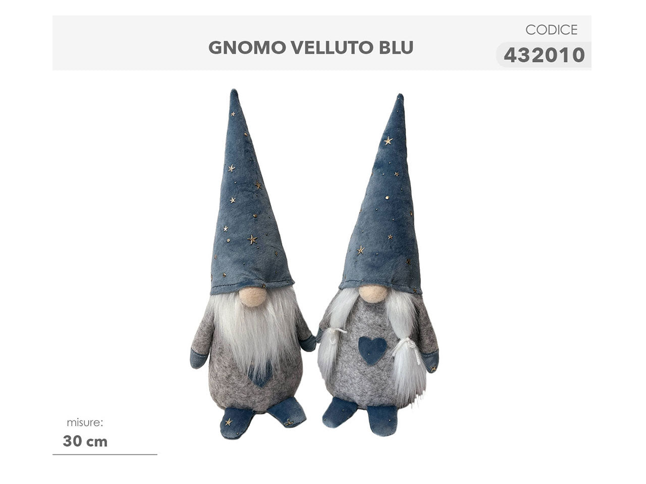 Gnomo velluto blu 30cm
