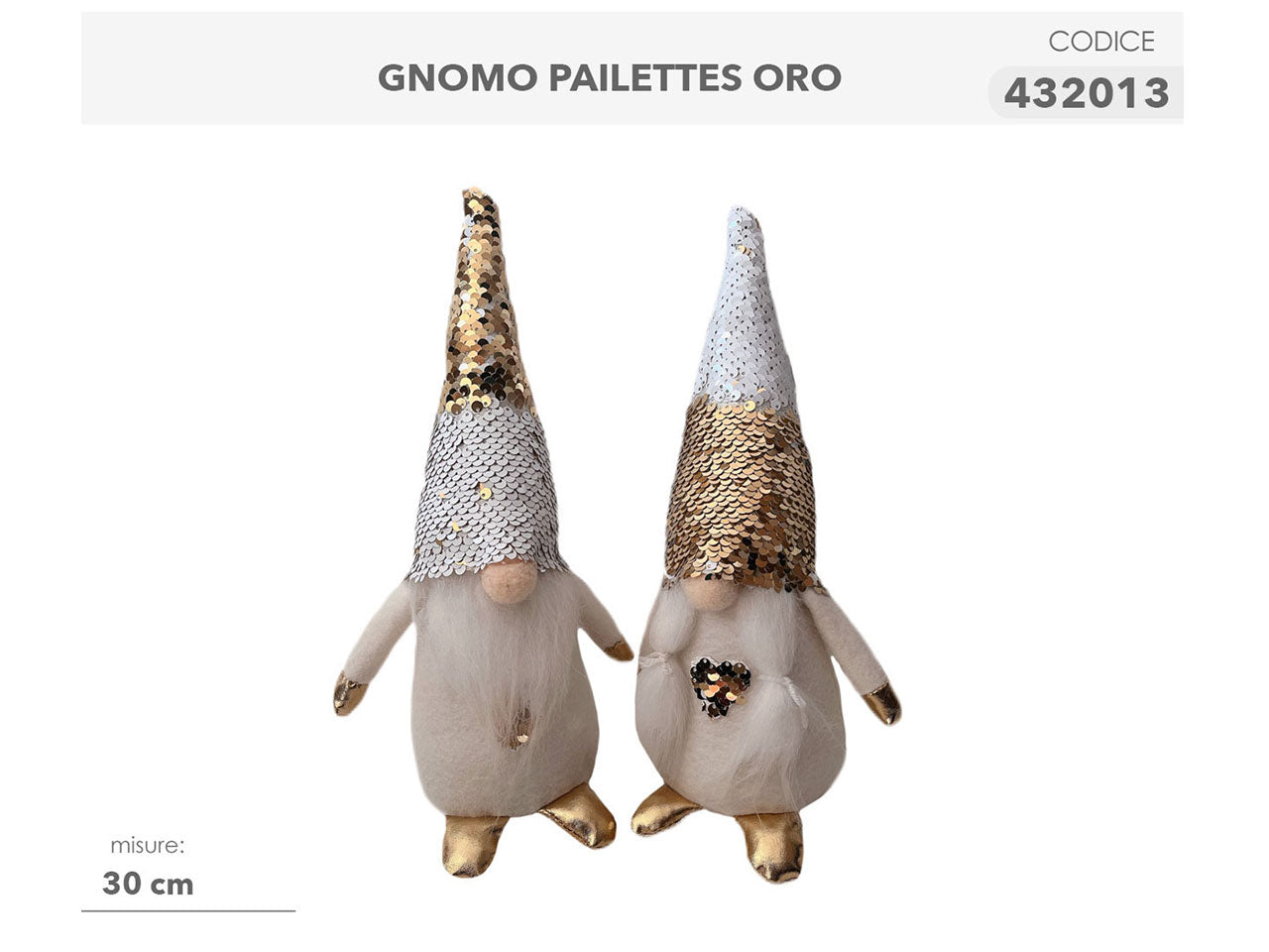 Gnomo con paillettes oro 30cm