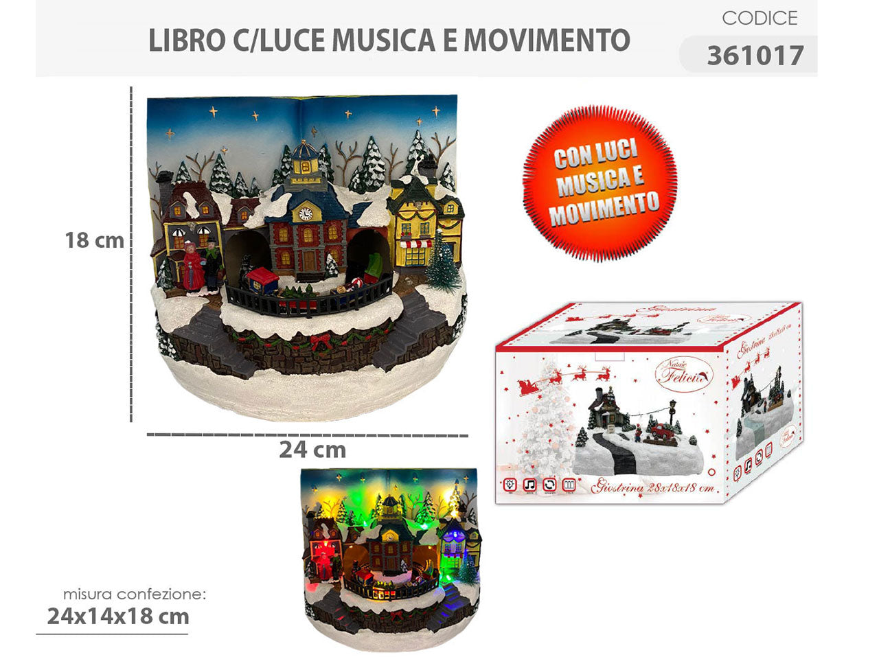 Libro 24x14x18cm con luci,musica e movimenti