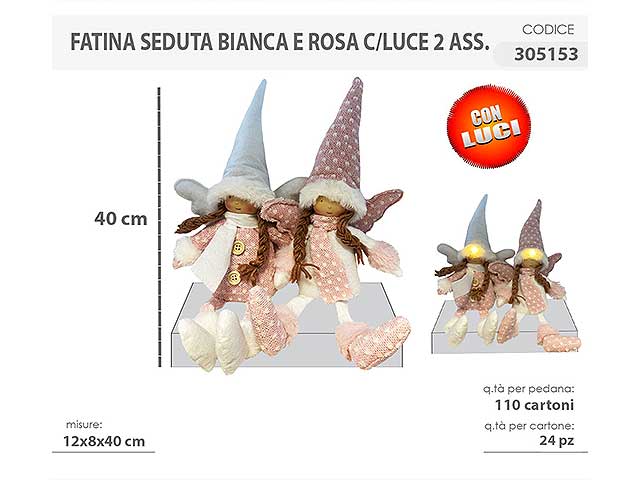 Fatina seduta con luce 12x8x40cm 305153