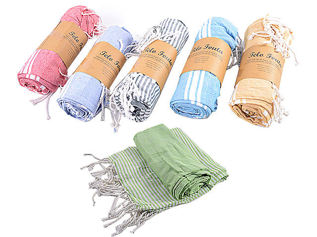 Telo mare fouta in cotone unisex in 6 colori assortiti 90x180 cm - IBS