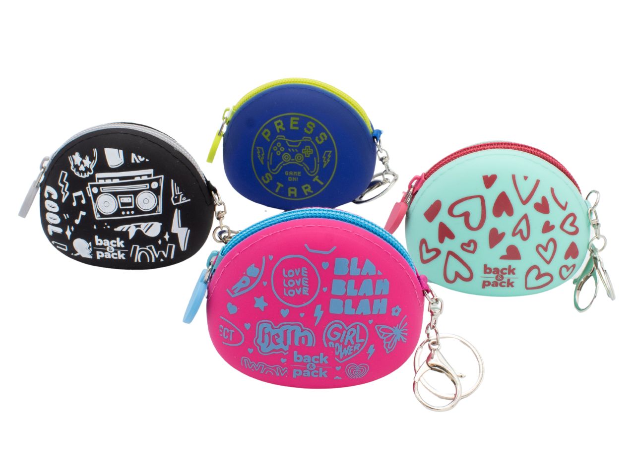 Portamonete con portachiavi in silicone colori assortiti 7.5x9 cm - Back & Pack