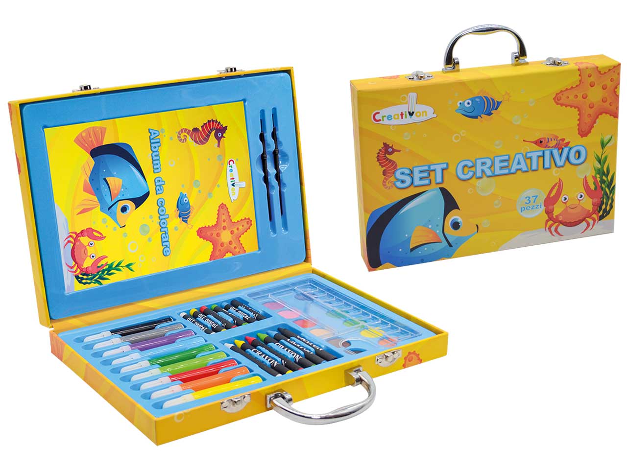 Set colori artistico da 37 pezzi in valigetta