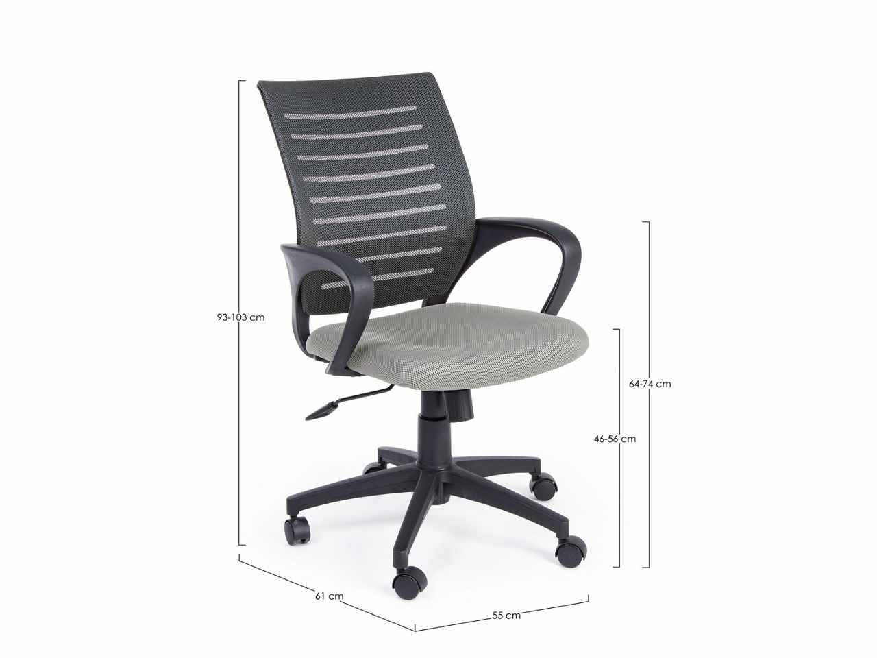 Sedia da ufficio con braccioli linea marion colore grigio