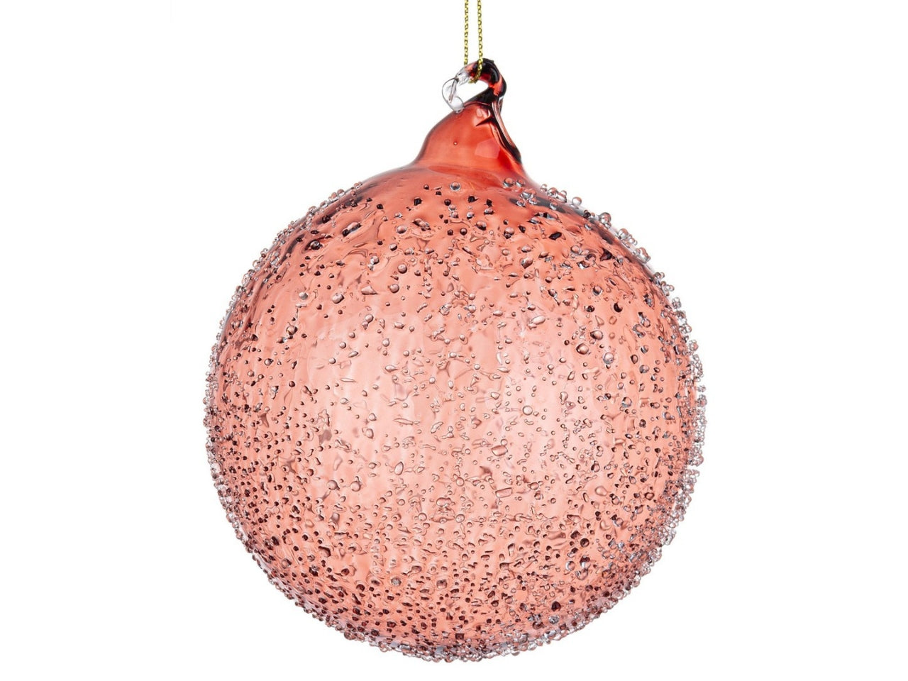 Palla di Natale in vetro trasparente rosso effetto frosted 10 cm - Bizzotto