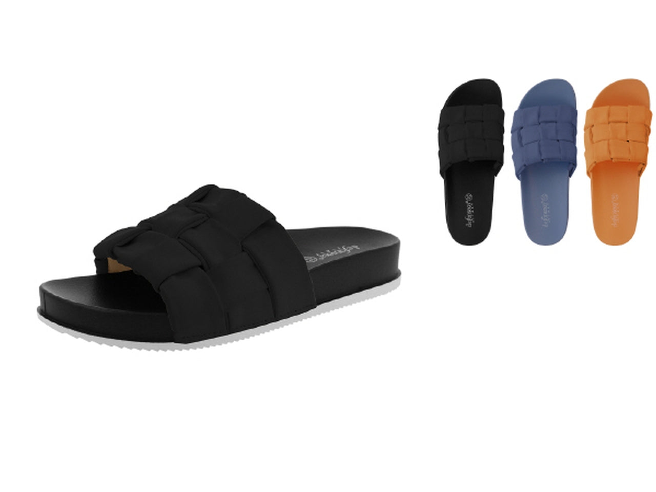 Ciabatta da donna con fascia intrecciata in plastica colori assortiti, taglie dalla 36 alla 41 - De Fonseca