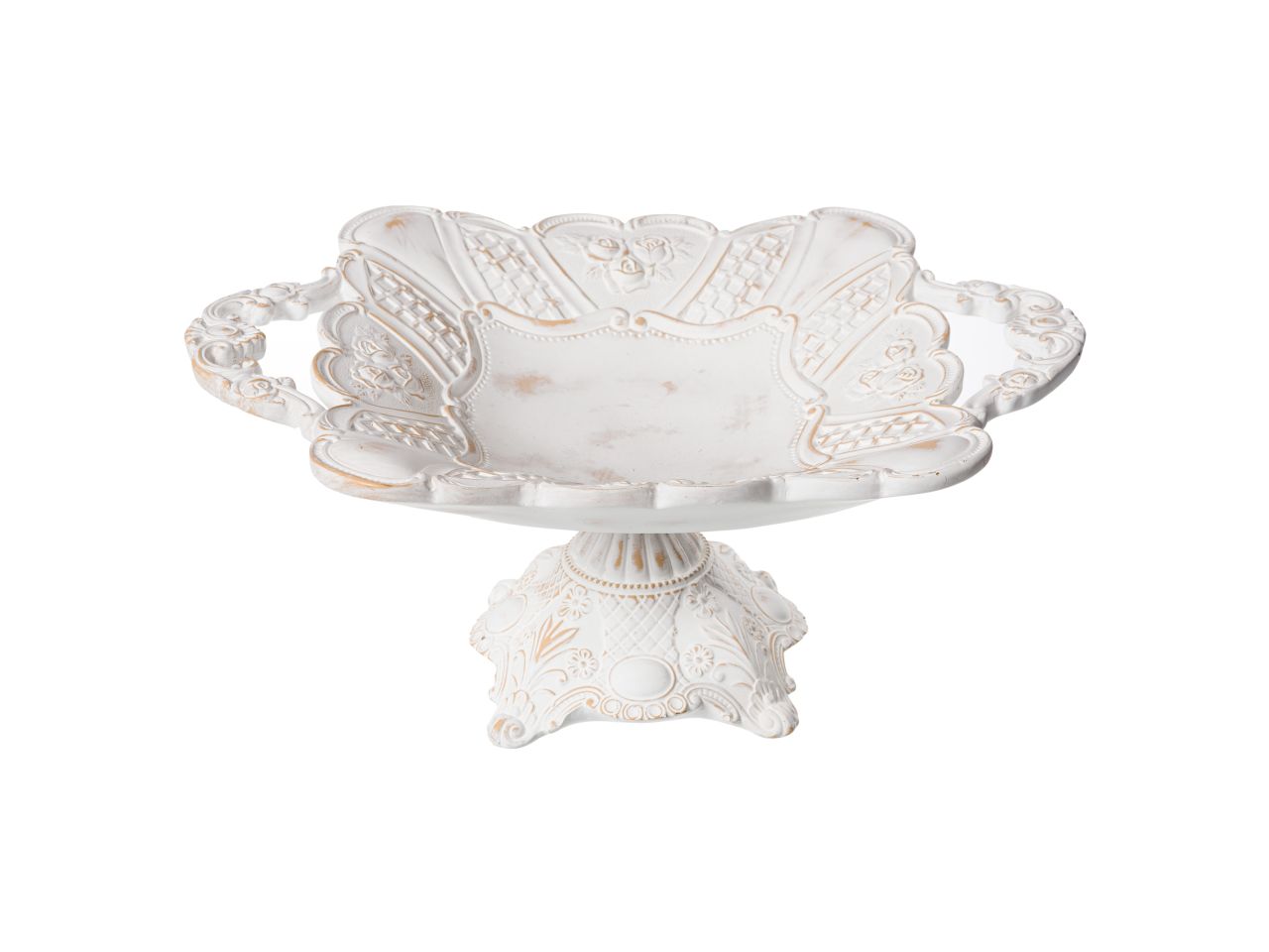 Alzata quadrata damask bianco 30x22x13cm