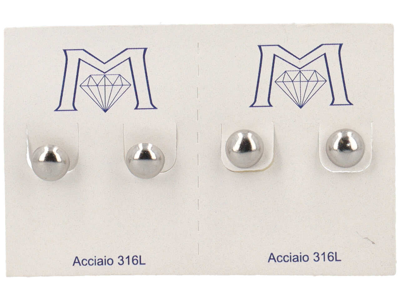 Orecchini acciaio sfera piatta 7mm 2 pz