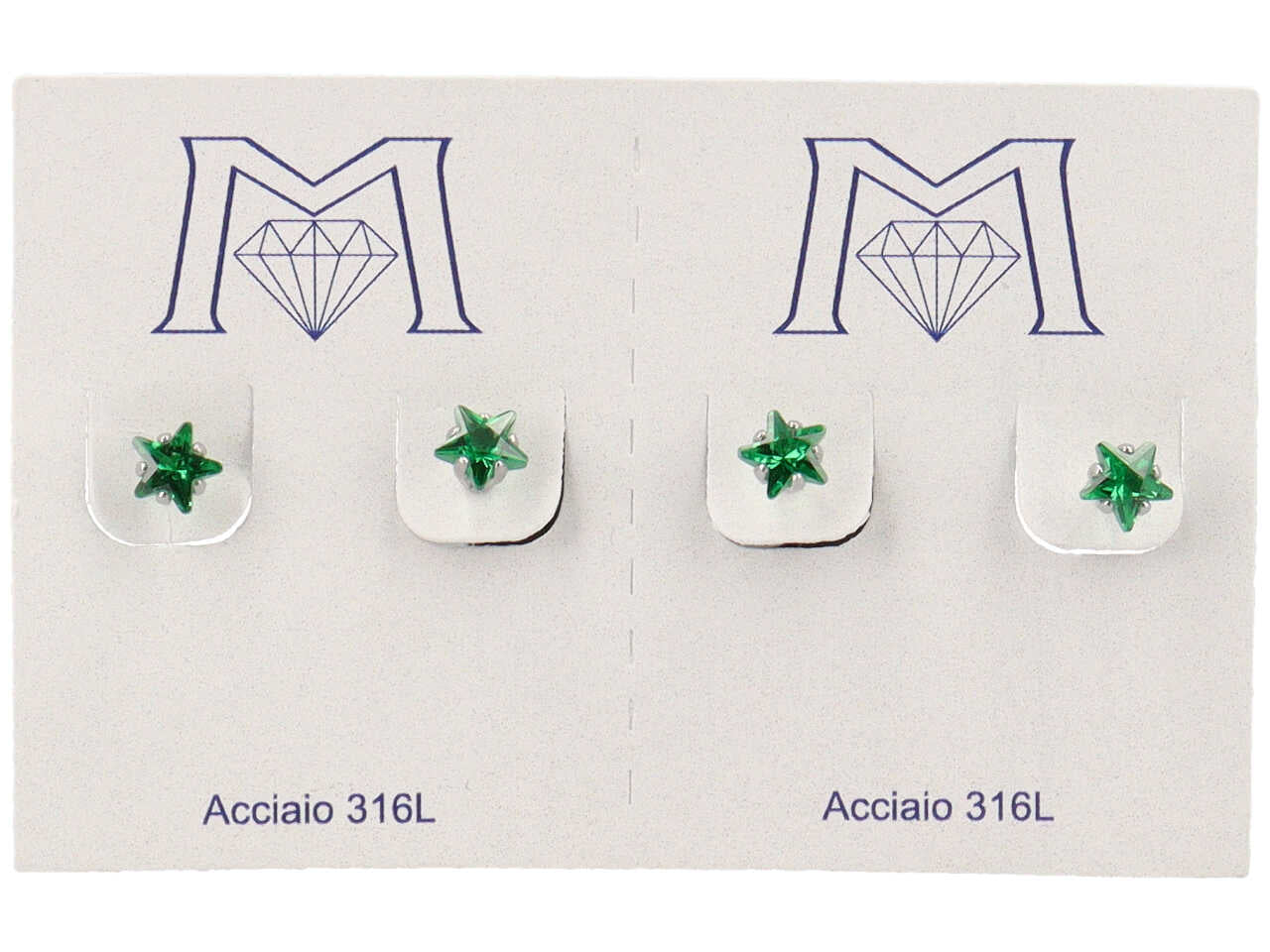 Orecchini stella verde confezione da 2 paia