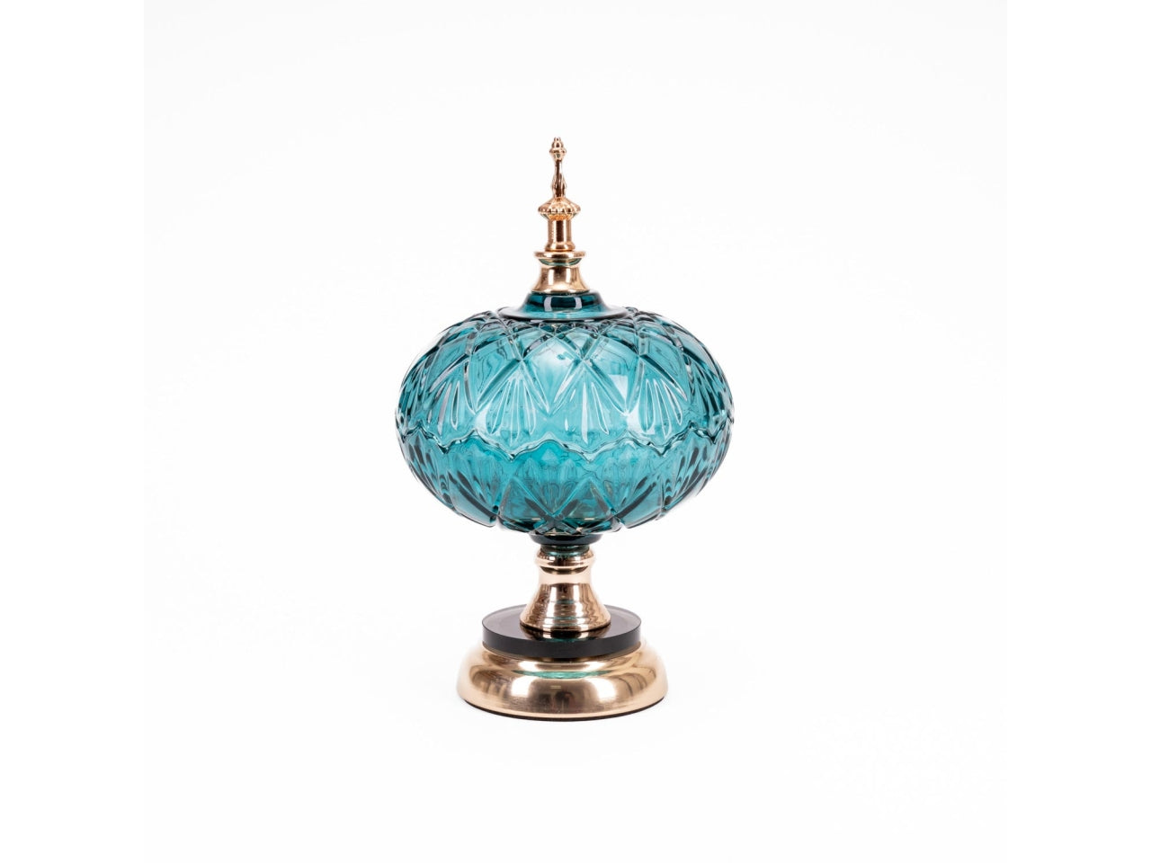Potiche in vetro verde e dorato classico 14X26 cm - Silani