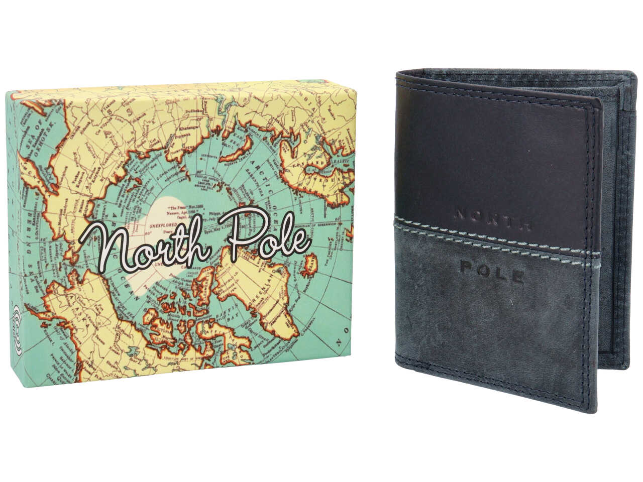 Portafoglio da uomo in pelle blu Everest, tecnologia RFID, 10x8x2 cm - north pole