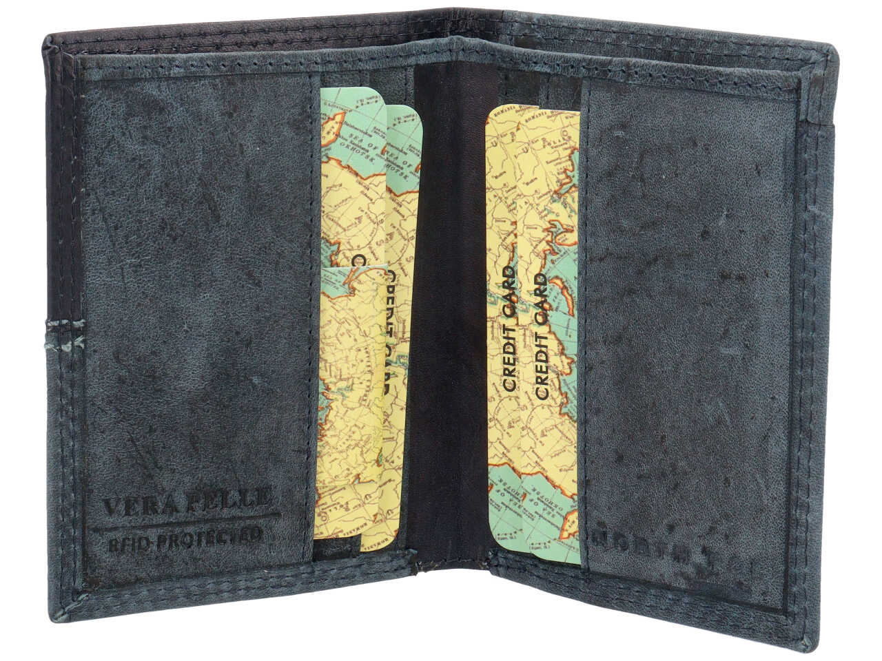 Portafoglio da uomo in pelle blu Everest, tecnologia RFID, 10x8x2 cm - north pole