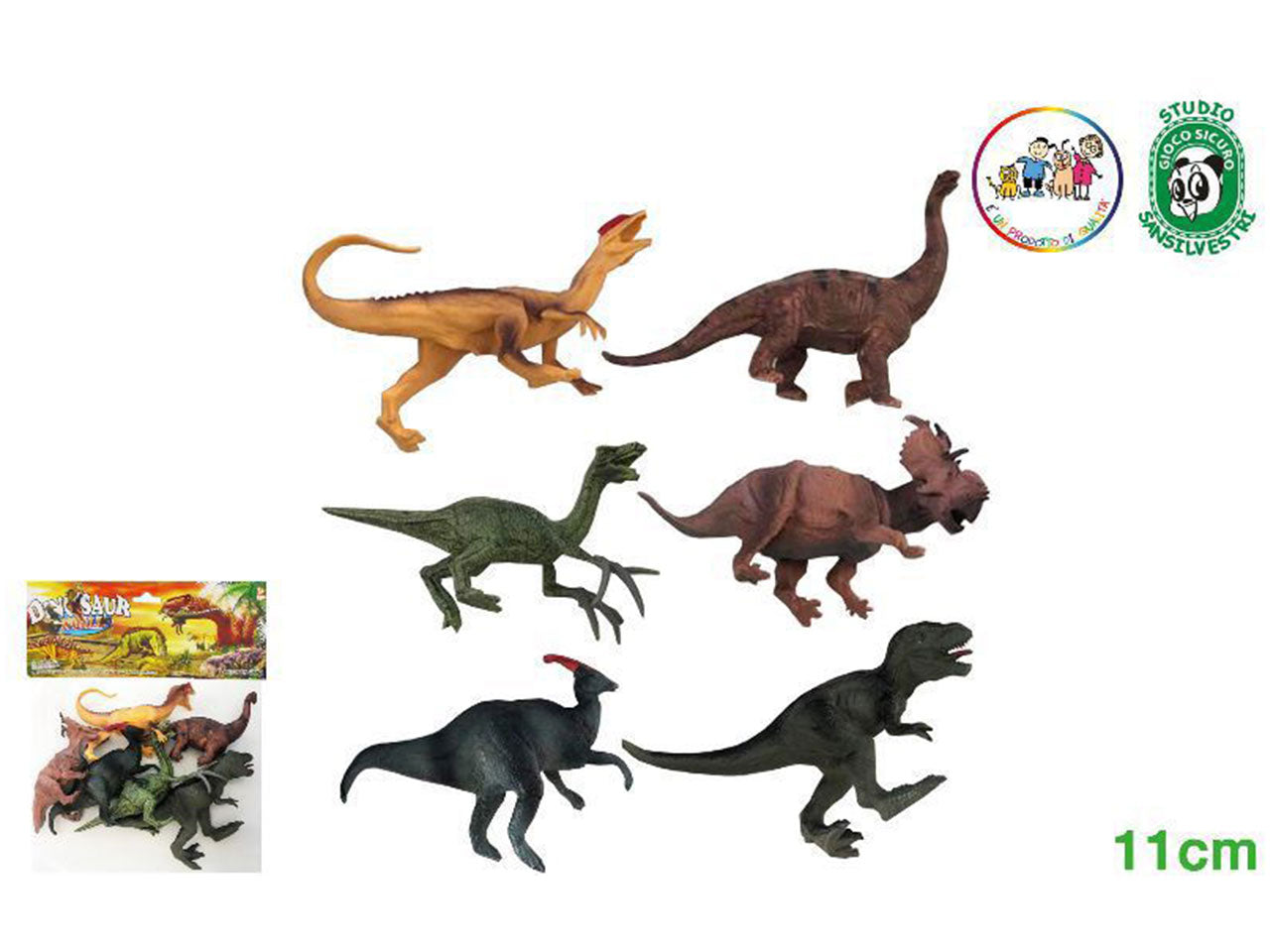Animali dinosauri in busta 6 dinosauri 31x26cm