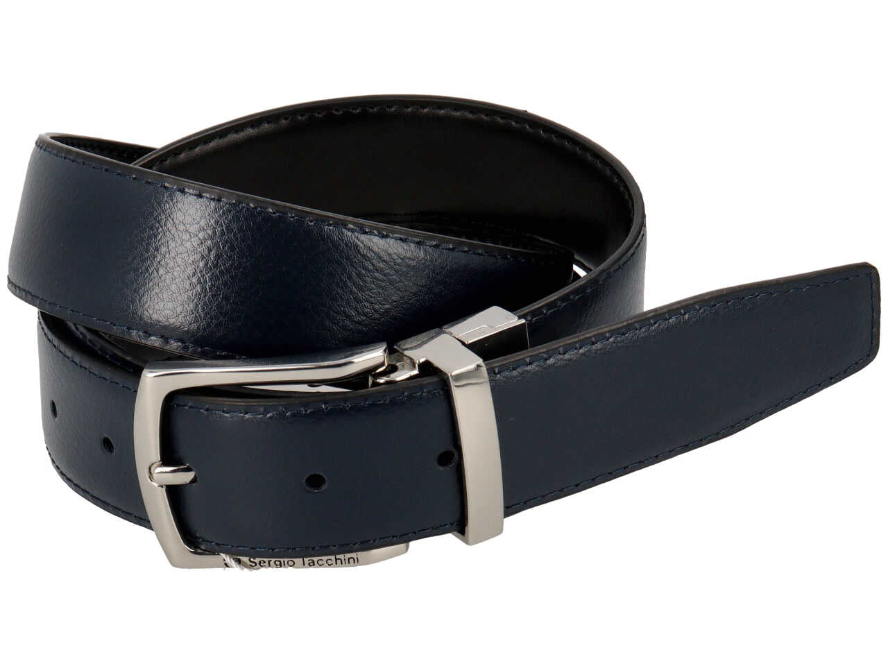 Cintura da uomo in pelle reversibile nera e blu, altezza 3,5 cm in taglie assortite dalla 115 alla 130 - Sergio Tacchini