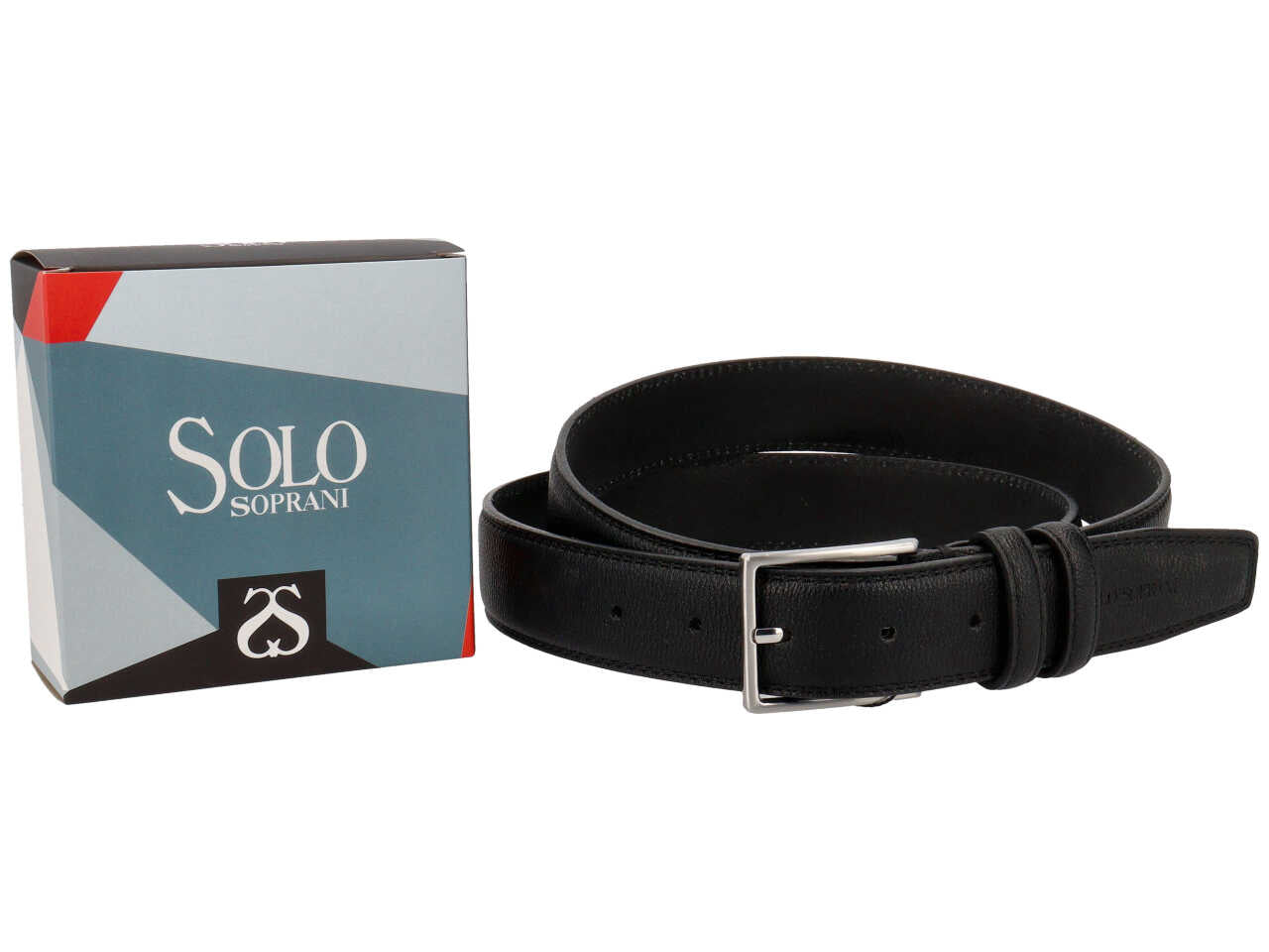 Cintura da uomo nero in similpelle martellata, larghezza 3,5 cm in taglie assortite dalla 115 alla 130 - Solo Soprani