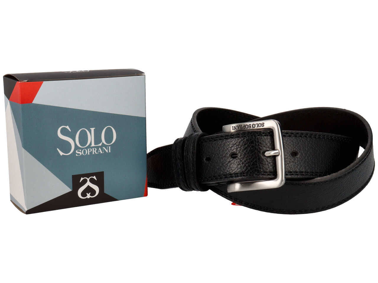 Cintura da uomo nero in similpelle martellata, larghezza 4 cm, taglie assortite dalla 115 alla 130 cm - Solo Soprani