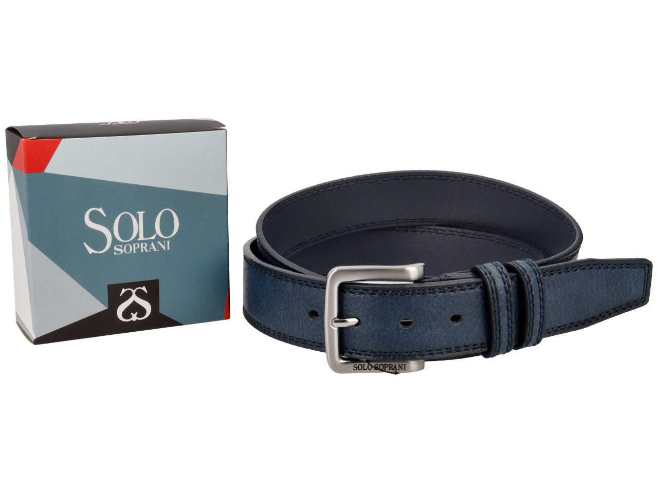 Cintura da uomo blu in similpelle martellata, larghezza 4 cm, taglie assortite dalla 115 alla 130 cm - Solo Soprani