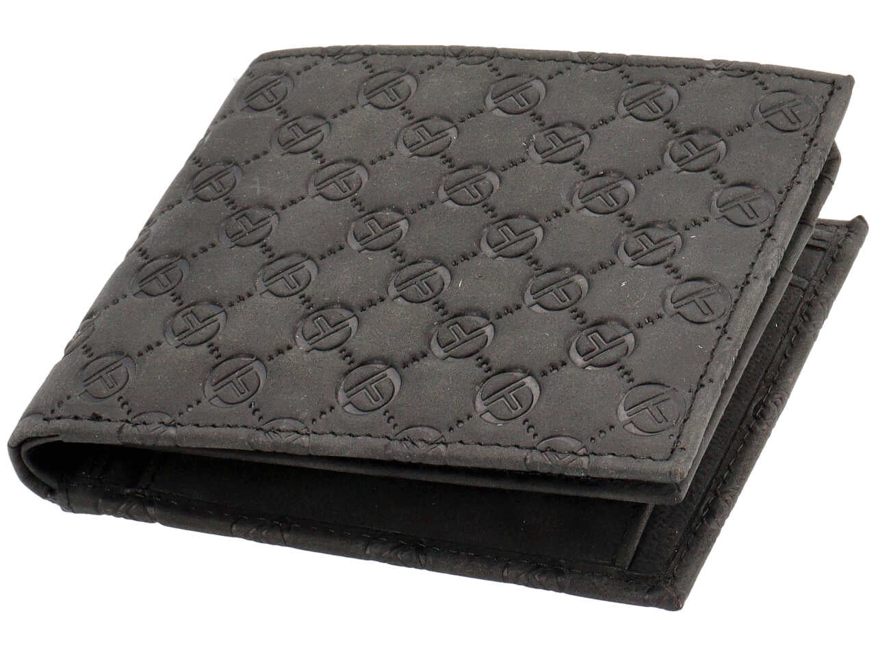 Portafoglio da uomo in pelle nero con logo a rilievo 9x11,5 cm - Sergio Tacchini