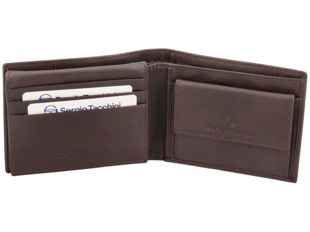 Portafoglio da uomo in pelle testa di moro con inserto avio, 10x13 cm - Sergio Tacchini