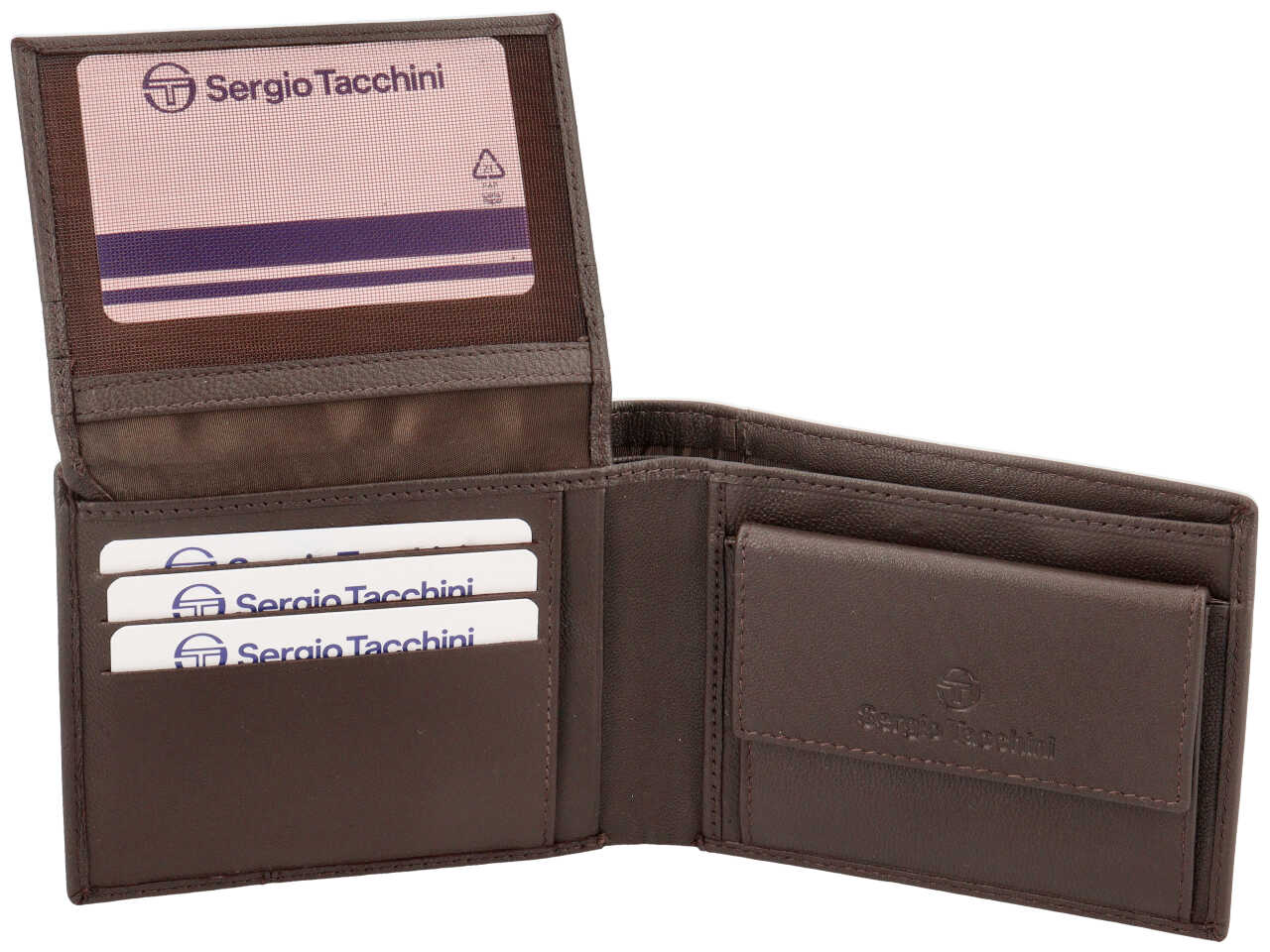 Portafoglio da uomo in pelle testa di moro con inserto avio, 10x13 cm - Sergio Tacchini