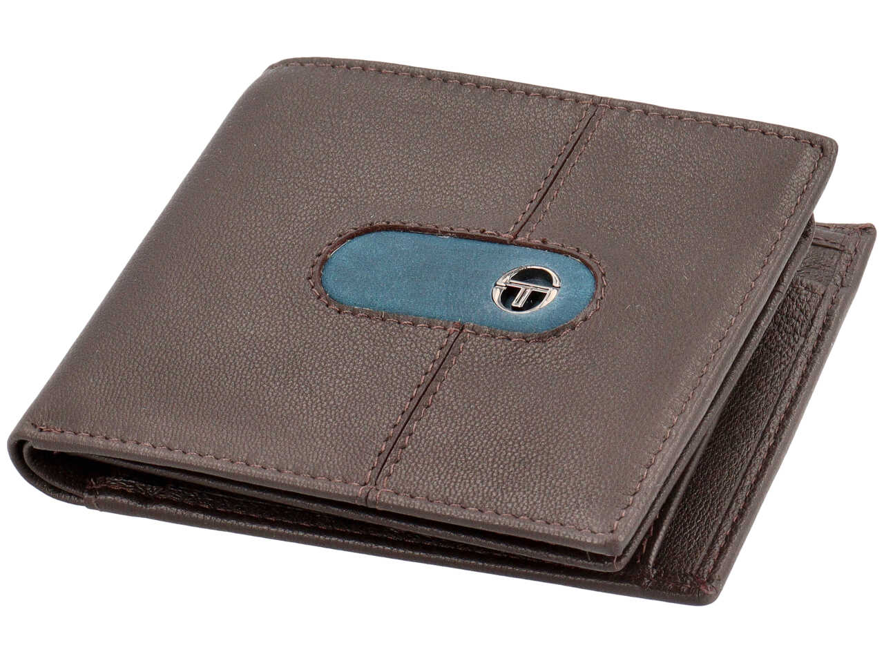 Portafoglio da uomo in pelle testa di moro con inserto avio, 9x11,5 cm - Sergio Tacchini