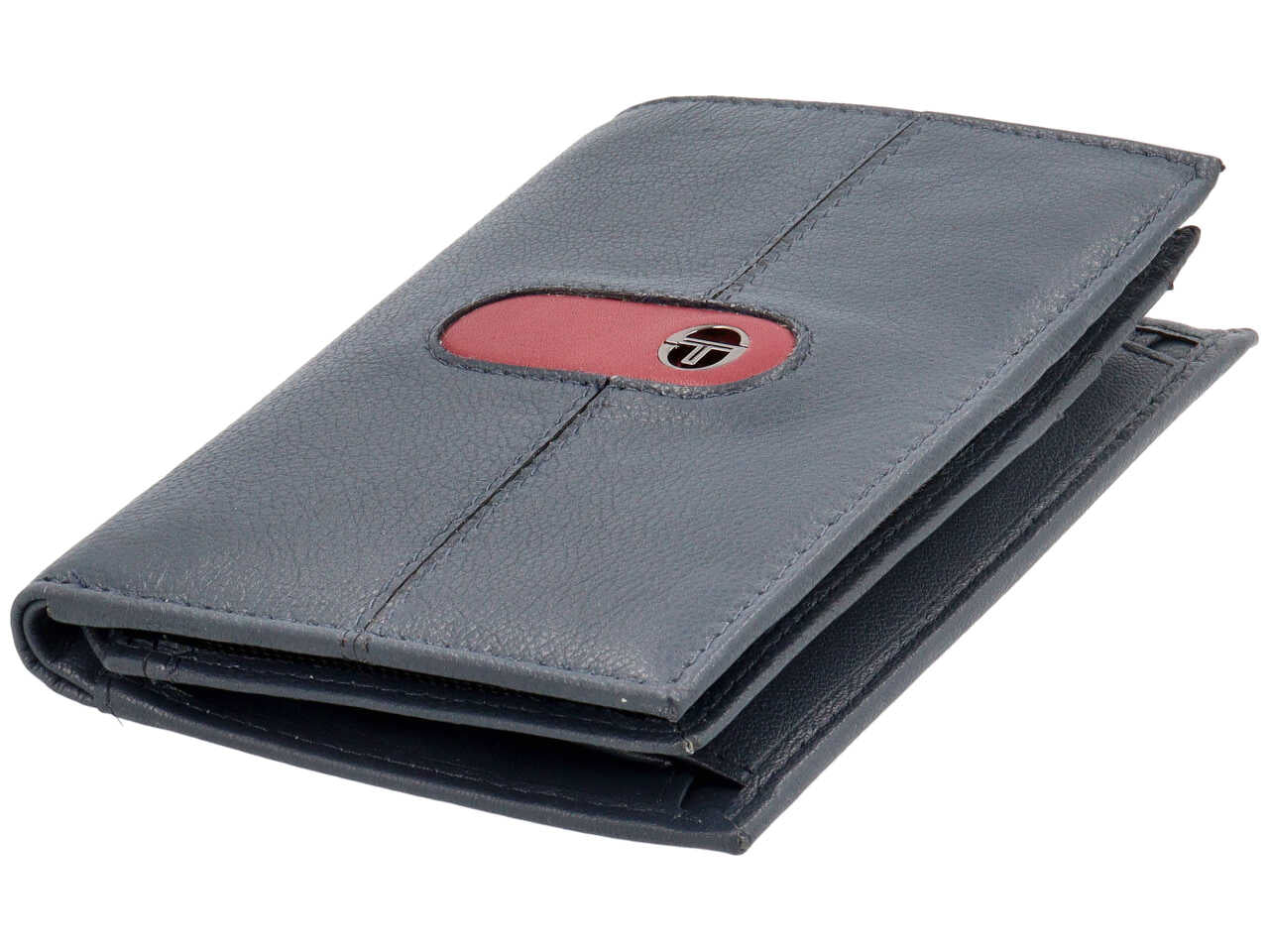 Portafoglio da uomo in pelle blu con inserto bordeaux, 12,5x9,5 cm - Sergio Tacchini