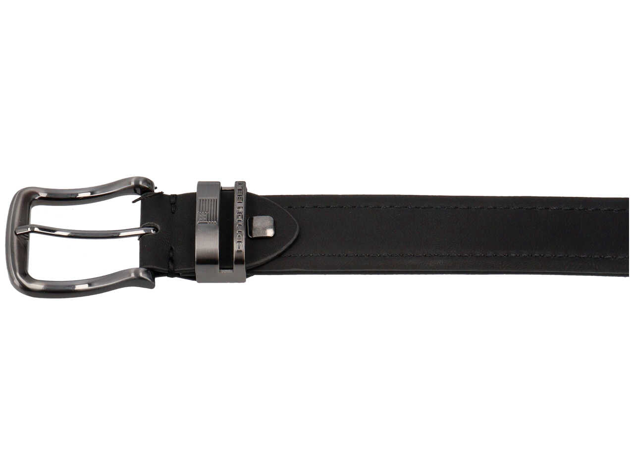 Cintura da uomo nera in pelle e rigenerato di cuoio - Cotton Belt