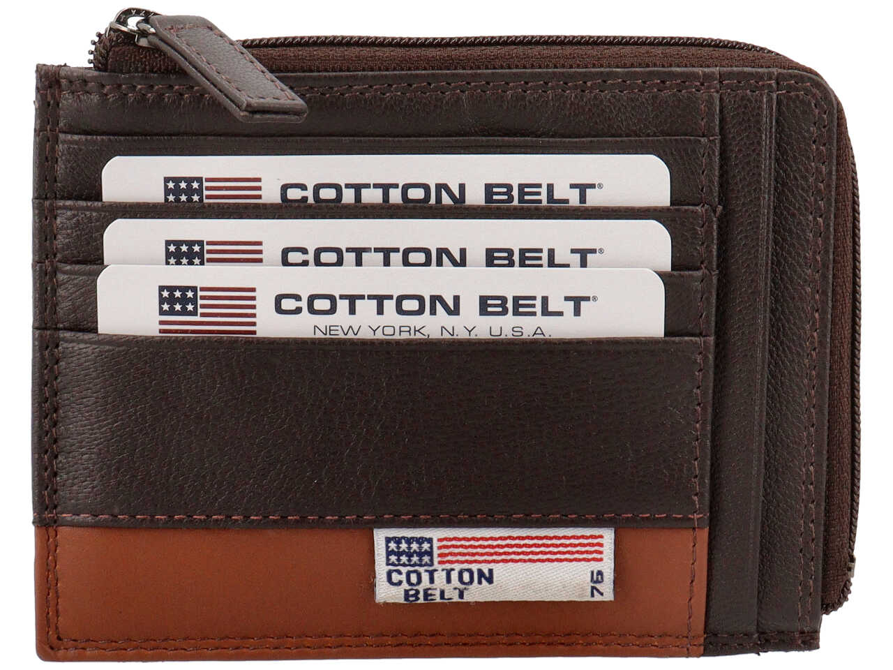 Portafoglio da uomo in pelle marrone 12,5x9,5x1,5 cm - Cotton Belt