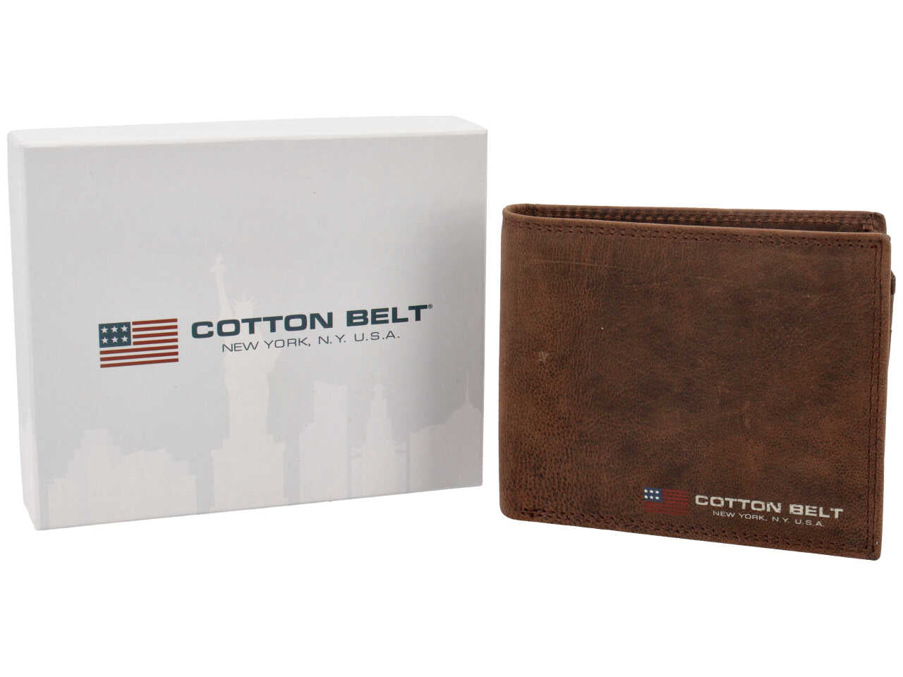 Portafoglio da uomo in pelle marrone 11x9x2 cm - Cotton Belt