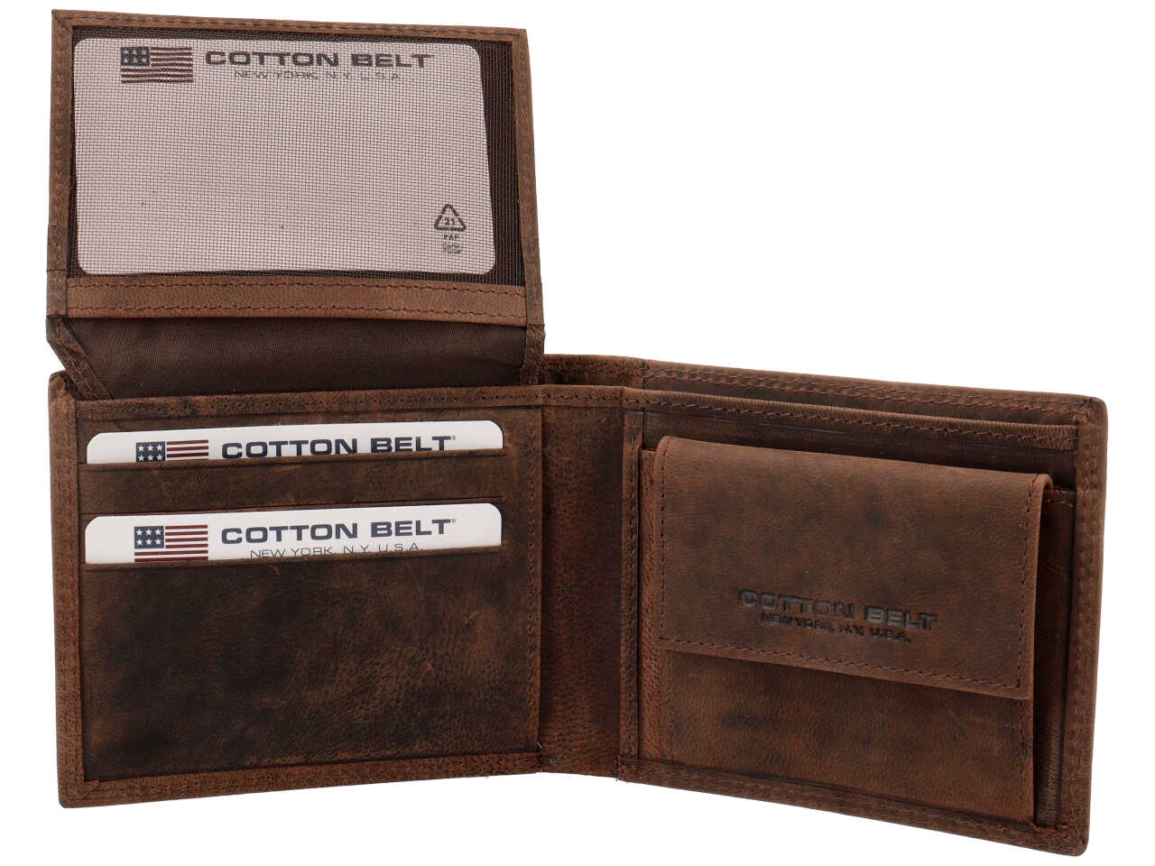 Portafoglio da uomo in pelle marrone 11x9x2 cm - Cotton Belt