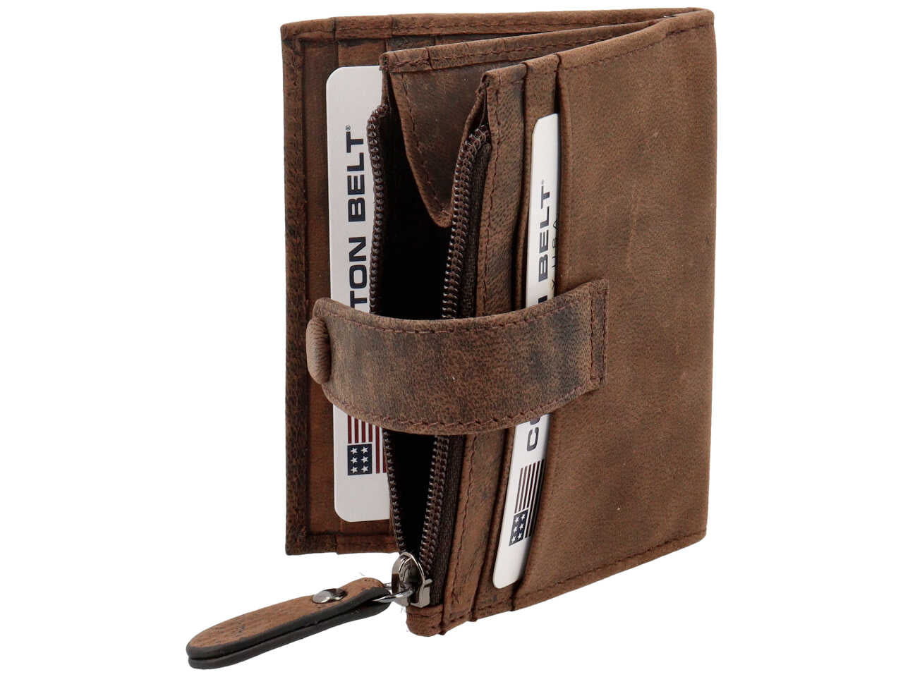 Porta carte di credito da uomo in pelle marrone 10x8,5cm - Cotton Belt