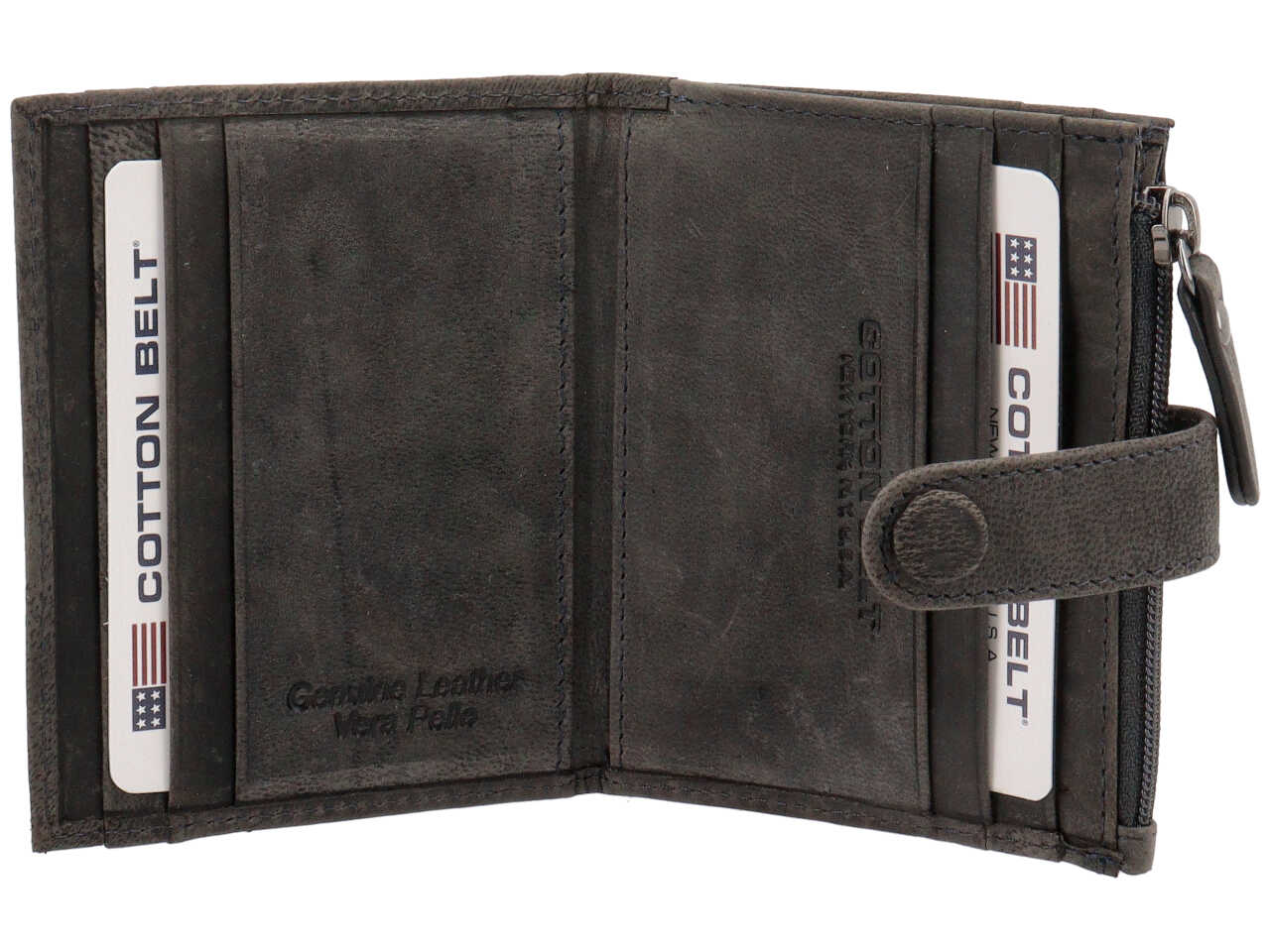Porta carte di credito da uomo in pelle grigia 10x8,5cm - Cotton Belt