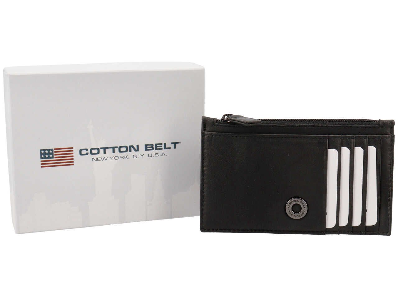 Porta carte di credito da uomo in pelle nera 13x8 cm - Cotton Belt