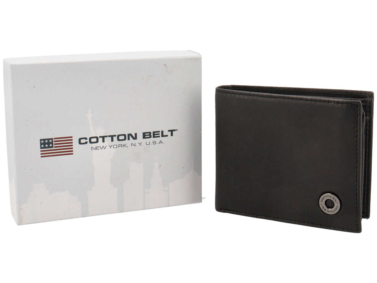 Portafoglio da uomo in pelle nero 11x9x2 cm - Cotton Belt